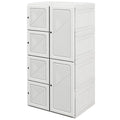 White Portable Wardrobe – Foldable Clothes Storage Organizer with 5 Compartments & Hanging Rod (United States & Canada Delivery Only)
