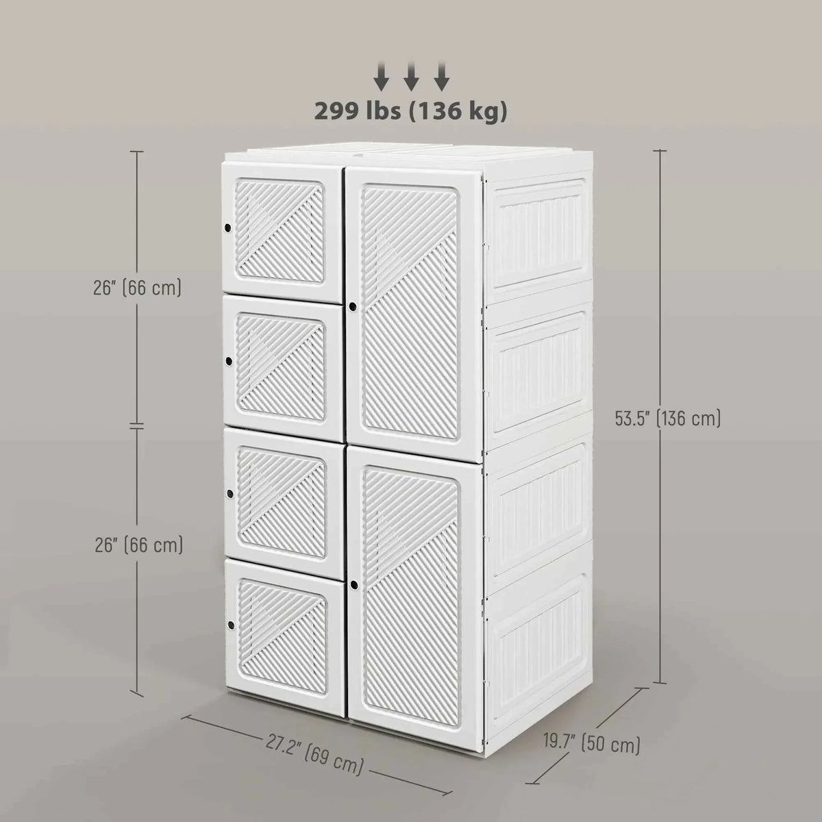White Portable Wardrobe – Foldable Clothes Storage Organizer with 5 Compartments & Hanging Rod (United States & Canada Delivery Only)